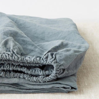 Blue Fog Linen Fitted Sheet - Linen Tales 