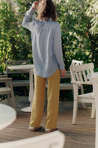 Blue White Stripes Linen Azalea Shirt - Linen Tales 7