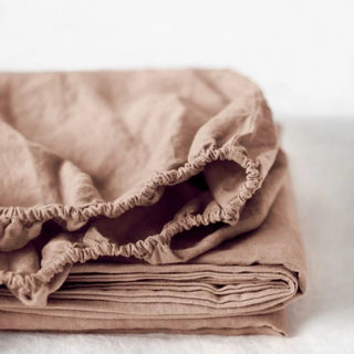 Cafe Creme Linen Fitted Sheet - Linen Tales 