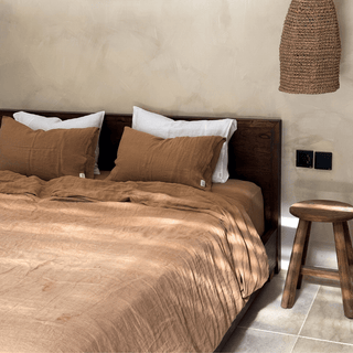 Camel Linen Duvet Cover Set - Linen Tales 