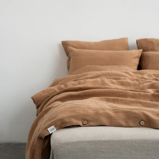 Camel Linen Duvet Cover Set - Linen Tales 