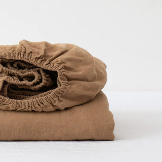 Camel Linen Fitted Sheet - Linen Tales 