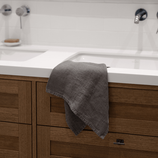 Charcoal Linen Fine Waffle Towel - Linen Tales 
