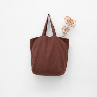 Chocolate Linen Big Bag - Linen Tales Global 1