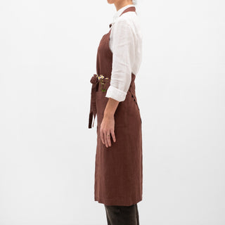 Chocolate Linen Chef Apron - Linen Tales Global 