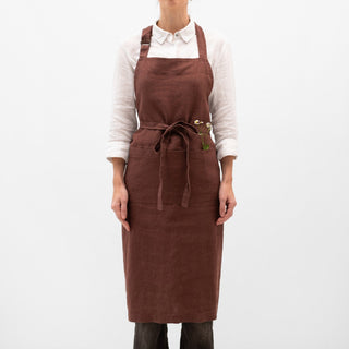 Chocolate Linen Chef Apron - Linen Tales Global 