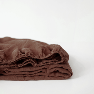 Chocolate Linen Fitted Sheet - Linen Tales Global 