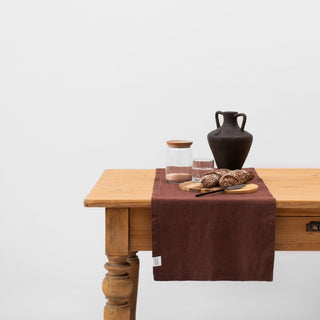 Chocolate Linen Table Runner - Linen Tales Global 