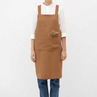 Clay Linen Crossback Apron - Linen Tales 