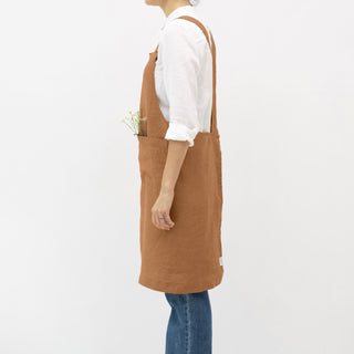 Clay Linen Crossback Apron - Linen Tales 