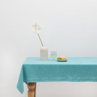 Coastal Blue Linen Tablecloth - Linen Tales 