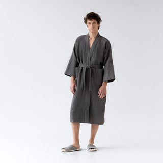 Dark Grey Bathrobe & Towel Bundle - Linen Tales 6
