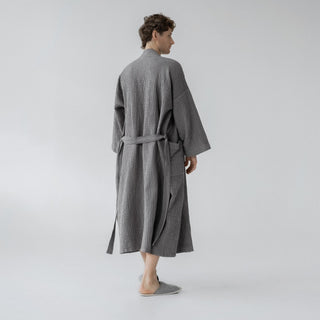 Dark Grey Bathrobe & Towel Bundle - Linen Tales 9