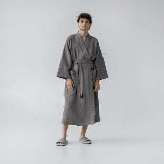Dark Grey Bathrobe & Towel Bundle - Linen Tales 8