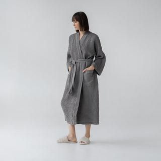 Dark Grey Bathrobe & Towel Bundle - Linen Tales 2