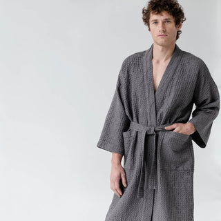 Dark Grey Bathrobe & Towel Bundle - Linen Tales 5