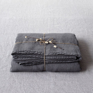 Dark Grey Linen Flat Sheet - Linen Tales 