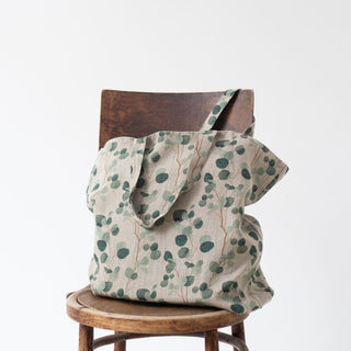 Eucalyptus on Natural Linen Big Bag - Linen Tales 