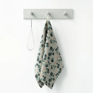Eucalyptus on Natural Linen Kitchen Towel - Linen Tales 