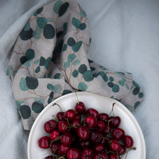 Eucalyptus on Natural Linen Napkins Set of 2 - Linen Tales 2