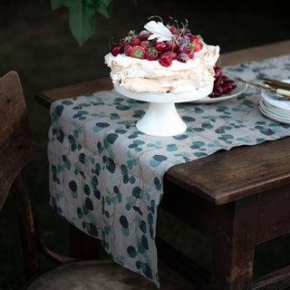 Eucalyptus on Natural Linen Table Runner - Linen Tales 