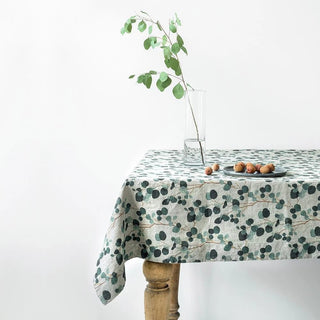 Eucalyptus on Natural Linen Tablecloth - Linen Tales 