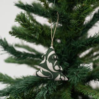Evergreen Damask Christmas Tree Decorations Set of 4 - Linen Tales Global 2