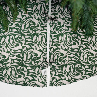 Evergreen Damask Linen Christmas Tree Skirt - Linen Tales Global 2