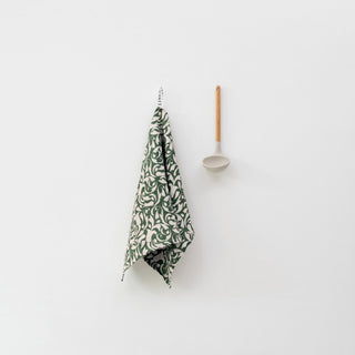 Evergreen Damask Linen Kitchen Towel - Linen Tales 