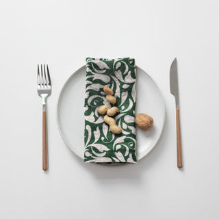 Evergreen Damask Linen Napkins Set of 2 - Linen Tales 3