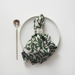 Evergreen Damask Linen Napkins Set of 2 - Linen Tales 4