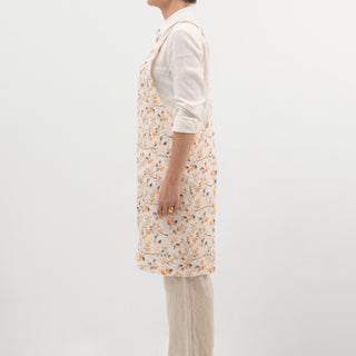Fall Watercolor Linen Crossback Apron - Linen Tales 