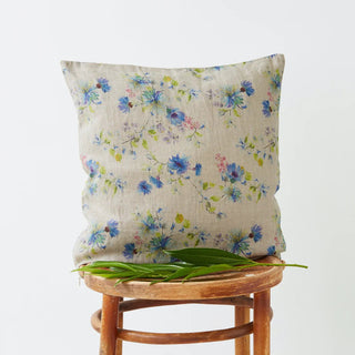 Flowers on Natural Linen Cushion Cover - Linen Tales 