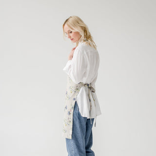 Flowers on Natural Linen Daily Apron - Linen Tales 