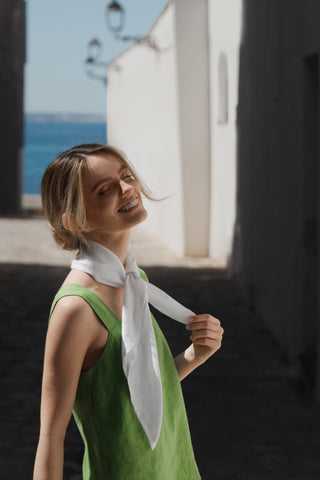 Foliage Green Linen Polka Top - Linen Tales 