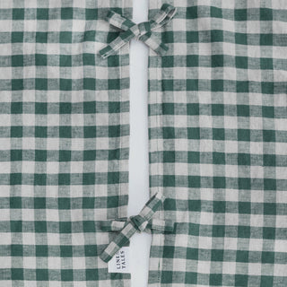 Forest Green Gingham Linen Christmas Tree Skirt - Linen Tales Global 4