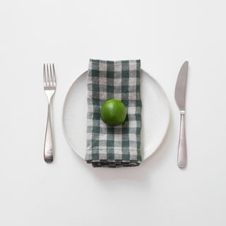 Forest Green Gingham Linen Napkins Set of 2 - Linen Tales 2