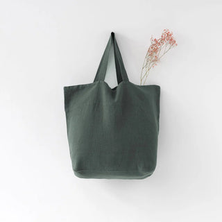 Forest Green Linen Big Bag - Linen Tales 