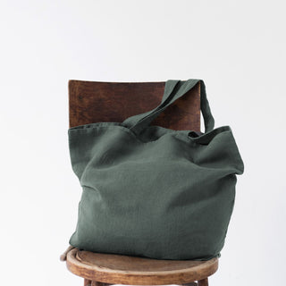Forest Green Linen Big Bag - Linen Tales 