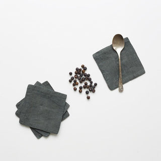 Forest Green Linen Coasters Set of 4 - Linen Tales 