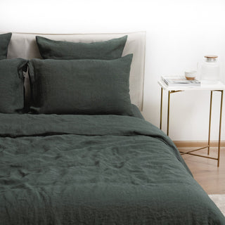 Forest Green Linen Duvet Cover Set - Linen Tales 4