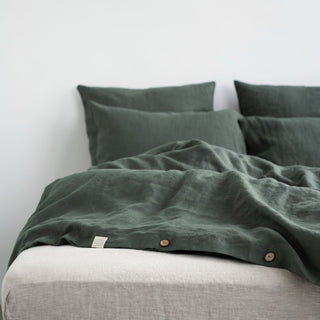 Forest Green Linen Duvet Cover Set - Linen Tales 