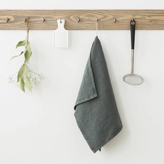 Forest Green Linen Kitchen Towel - Linen Tales 