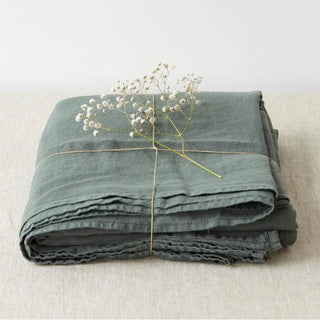 Forest Green Linen Flat Sheet - Linen Tales 
