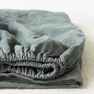 Forest Green Linen Fitted Sheet - Linen Tales 