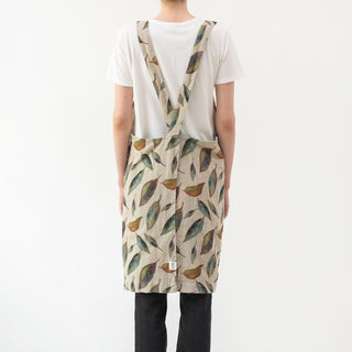Golden Fall on Natural Linen Crossback Apron - Linen Tales 3