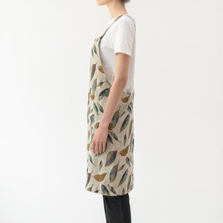 Golden Fall on Natural Linen Crossback Apron - Linen Tales 