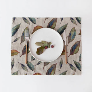 Golden Fall on Natural Linen Placemat - Linen Tales 
