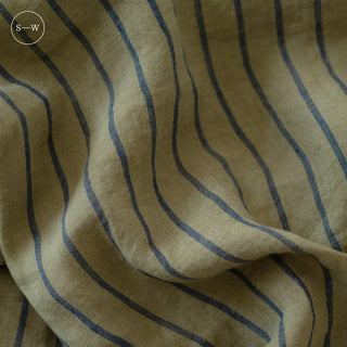 Green Blue Stripe Linen Duvet Cover Set - Linen Tales 4