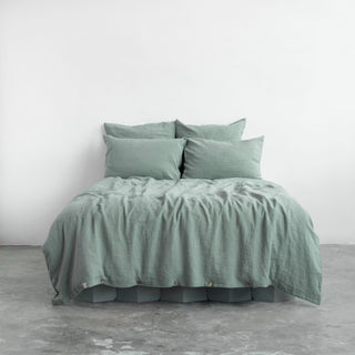 Green Milieu Linen Duvet Cover Set - Linen Tales 